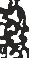 Background texture of a white and black cow. Geometric abstract shapes. Milk product packaging. Modern cow skin pattern. Horizontal background