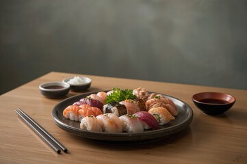 Japanese Cuisine Featuring Sushi