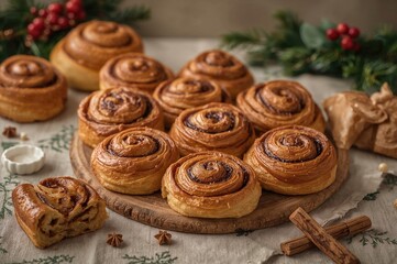 Cinnamon rolls displayed on cloth