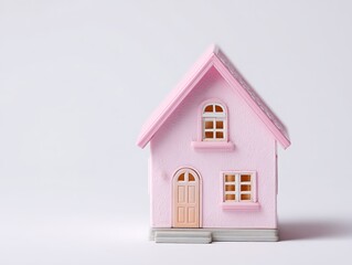 rose-colored tiny dwelling on pale surface
