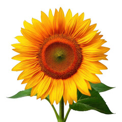 Naklejka premium Sunflower with leaves, isolated on white and transparent background.