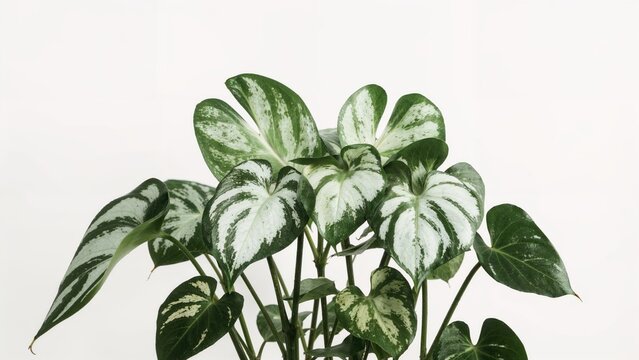 White-leaved Homalomena plant on a simple background