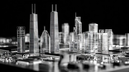 Fototapeta premium Detailed city skyline model