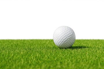 Fototapeta premium Web page background showcasing a white golf ball resting on vibrant green grass with shadow effect
