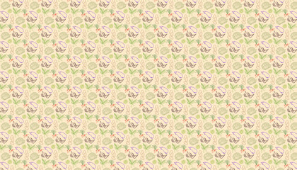 Colorful Geometric Seamless Pattern with Circles and Floral Abstract Repetition