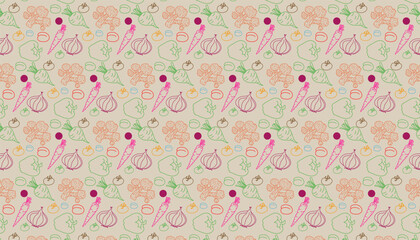 Pastel Floral Seamless Pattern with Decorative Vintage Botanical Design