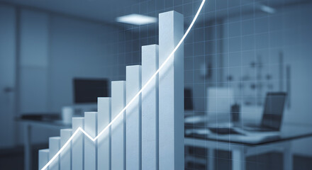 Dynamic finance dashboards: rising charts, bars, and neon trend lines