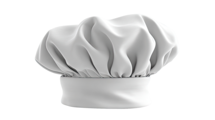 White chef's hat, full view, smooth fabric