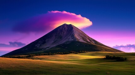 Fototapeta premium Breathtaking mountain landscape featuring fresh green meadows and blooming wildflowers, showcasing a tranquil countryside view.