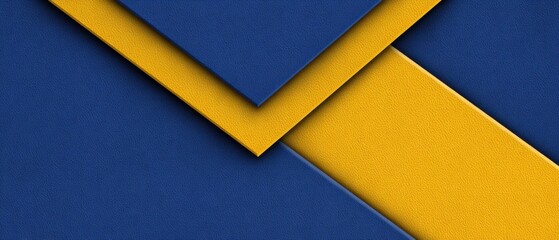 Abstract Geometric Layers of Blue and Yellow Textured Material Top Down View Minimalist Design Modern Art Concept