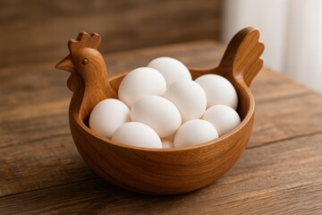 A bowl filled with white eggs