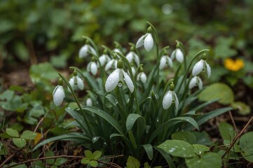 Snowdrops Blooming Post Rainfall
