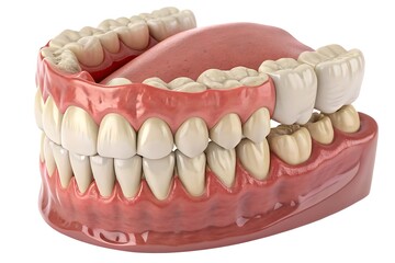Realistic human dental model showing upper and lower jaw with healthy teeth and gums dentistry mouth