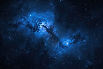Fototapeta premium Abstract blue background with space nebula design