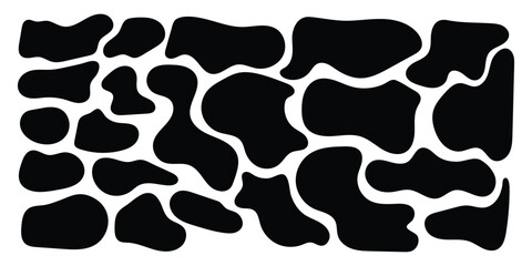 Black isolated modern vector icon set on white background. Smooth vector bubble icon set on white page. Abstract bubble smooth vector set.  Organic different element icon set. 