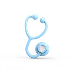 Minimalist Pastel Blue Stethoscope 3D Icon Rendered on a Bright White Background.