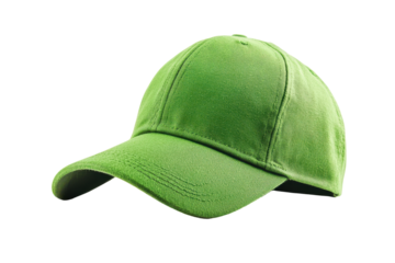 Green textured baseball cap isolated on transparent background. Green baseball cap isolated on white background.