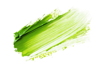 Green paint stroke texture isolated on transparent background. Light green acrylic paint brush stroke isolated on white background.