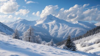 White frost blanketing mountain ranges