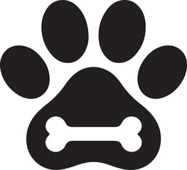 Dog paw and bone stroke seamless pattern