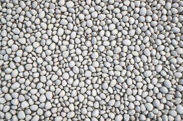 Ground covered with white pebble stones texture.