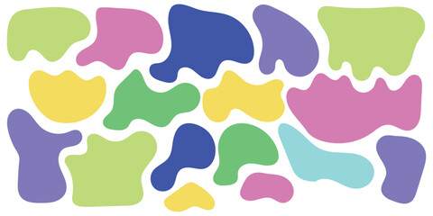 Colourful isolated modern vector icon set on white background. Smooth vector bubble icon set on white page. Abstract bubble smooth vector set.  Organic different element icon set.  Different blob. 