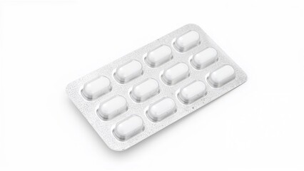 White medication tablets secured in a foil blister with plastic shield.