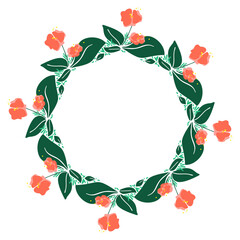 Fototapeta premium Hand Drawn Floral Wreath Vector – Delicate Intertwined Flowers, Colorful SVG Illustration with Empty Center