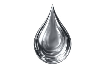 Single metallic mercury drop splashing on transparent background, perfect for graphic design projects