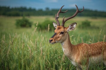 Obraz premium Saiga tatarica included in the Red Book, Black Lands Wildlife Reserve, Kalmykia area, Russia