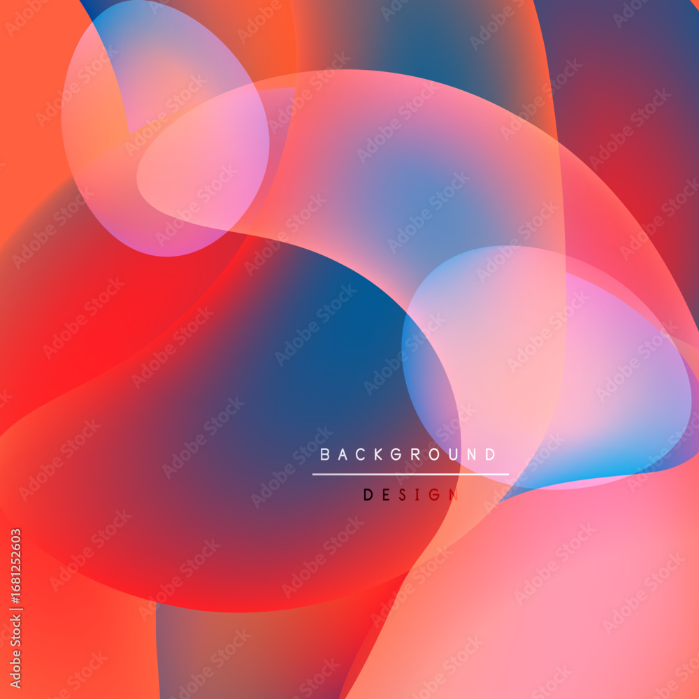 Poster abstract fluid shapes blend, creating vibrant color gradients. soft curves overlap, forming dynamic 