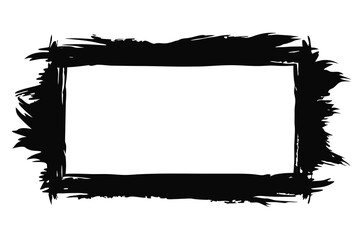 Abstract Black Brushstroke Frame with White Space for Text or Content