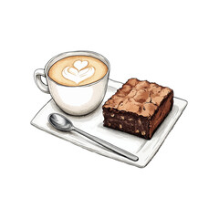 cappucino and brownie hand drawn illustration