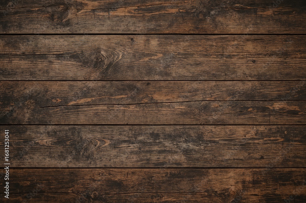 Poster close-up of a dark wooden surface with rustic texture and blank space for design