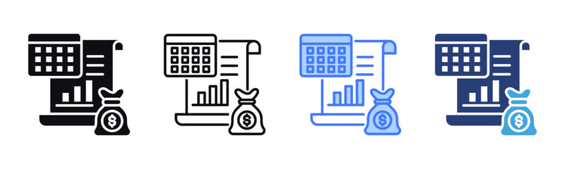 Budget Planning icon sheet multiple style collection