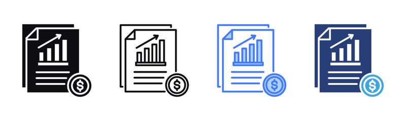 Financial Reporting icon sheet multiple style collection