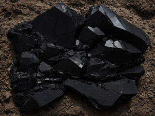 Glanzende Schatten: Dunkle Steine in stiller Naturlandschaft