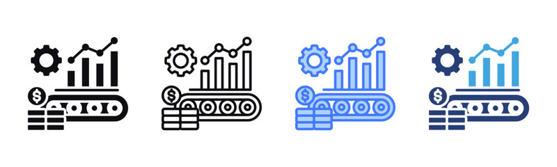 Production Costing icon sheet multiple style collection