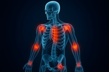 X ray style 3D Rendering - Severe pain in the joints - Rheumatism and arthrosis