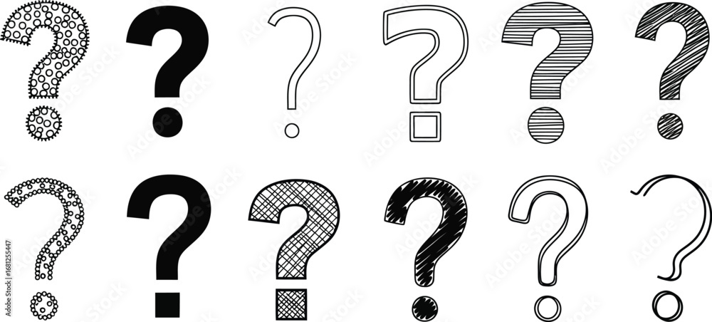 Poster Question mark vector set different styles and design elements