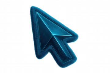 Blue furry computer mouse cursor hovering over transparent surface, enhancing digital interaction with whimsical design