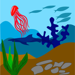 Under in the sea Illustration