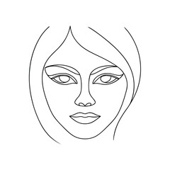 Elegant female face profile line art drawing