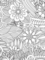 Coloring flowers and leaves for adults and kids 