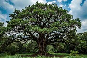 Tree Located Within a Dense Forest Area