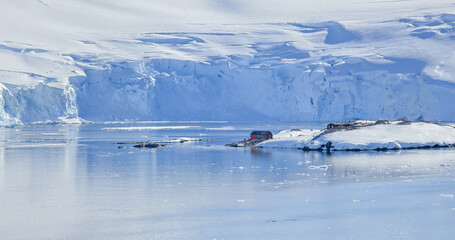 Antarctica with snow capped mountains