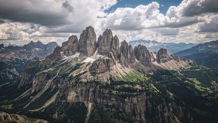 Naklejka premium Scenic View of Tre Cime Di Lavaredo in the Dolomites, South Alpine Area