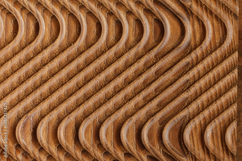 Poster high-resolution image of a brown wood texture with a repeating wave pattern. ideal for backgrounds, 