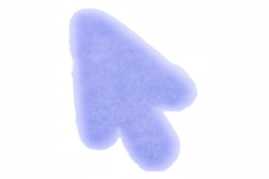 Soft, furry purple cursor arrow pointing diagonally against a transparent background, ideal for digital art and design projects