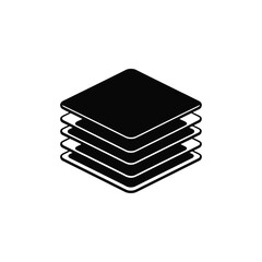 Simple black and white icon representing stacked layers or data blocks